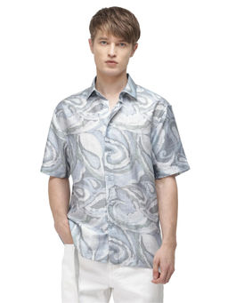 Rare Rabbit - Men Grey Printed Casual Shirt