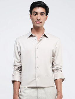 Rare Rabbit - Men Beige Solid Casual Shirt