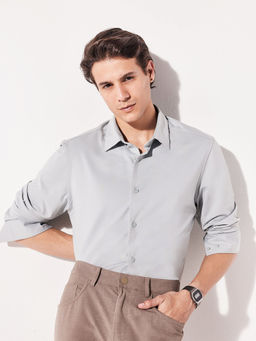 Rare Rabbit - Men Grey Solid Casual Shirt