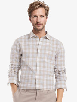 Rare Rabbit - Men Beige Checks Casual Shirt