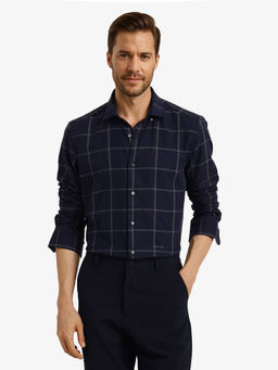 Rare Rabbit - Men Navy Blue Checks Casual Shirt