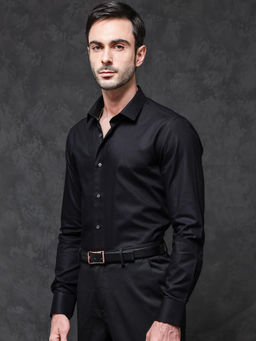 Rare Rabbit - Men Black Solid Party Shirt