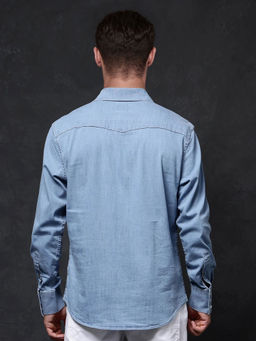Rare Rabbit - Men Blue Solid Casual Shirt
