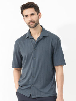 Rare Rabbit - Men Teal Stripes Casual Shirt