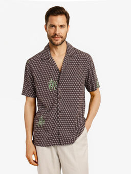 Rare Rabbit - Men Brown Printed Casual Shirt