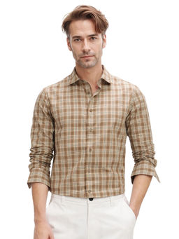 Rare Rabbit - Men Brown Checks Casual Shirt