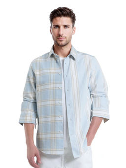 Rare Rabbit - Men Blue Checks Casual Shirt