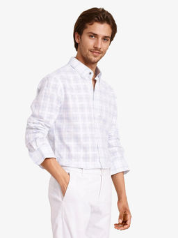 Rare Rabbit - Men White Checks Casual Shirt