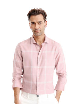 Rare Rabbit - Men Pink Checks Casual Shirt