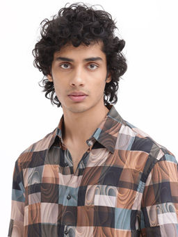Rare Rabbit - Men Multi-Color Checks Casual Shirt