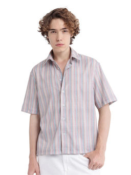 Rare Rabbit - Men Purple Stripes Casual Shirt