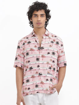 Rare Rabbit - Men Pink Printed Casual Shirt
