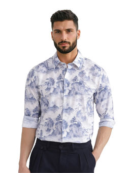 Rare Rabbit - Men Blue Printed Casual Shirt