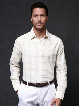 Rare Rabbit - Men White Checks Casual Shirt