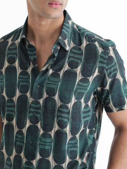 Rare Rabbit - Men Green Printed Casual Shirt