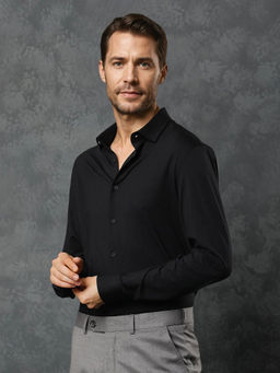 Rare Rabbit - Men Black Solid Casual Shirt