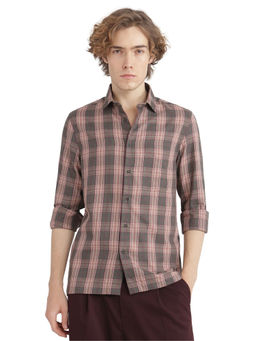 Rare Rabbit - Men Olive Checks Casual Shirt