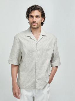 Rare Rabbit - Men Grey Embroidered Casual Shirt