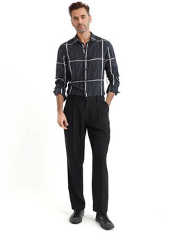 Rare Rabbit - Men Navy Blue Checks Casual Shirt