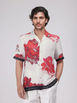Rare Rabbit - Men White Floral Casual Shirt