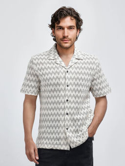 Rare Rabbit - Men Off White Printed Casual Shirt