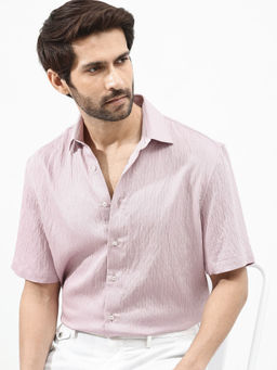 Rare Rabbit - Men Pink Textured Casual Shirt