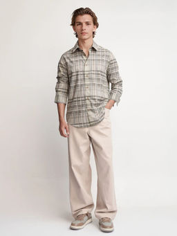 Rare Rabbit - Men Beige Checks Casual Shirt