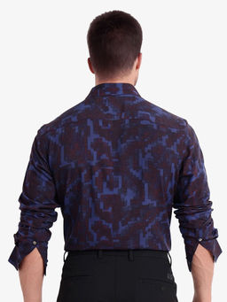 Rare Rabbit - Men Navy Blue Abstract Casual Shirt