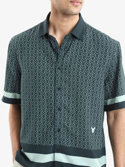 Rare Rabbit - Men Green Printed Casual Shirt