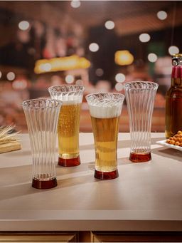 Trovea's - Foam & Flow Beer Glass(Pack Of 4)