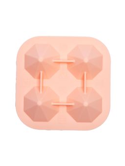 NATURALLY YOURS - Silicone 4 Cube Diamond Ice Ball Tray 135 X 135 X 55 Mm Clear Lid Pink Bottom