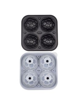 NATURALLY YOURS - Silicone Football Ice Ball Tray 143 X 143 X 64 Mm Clear Lid Black Bottom