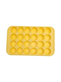 NATURALLY YOURS - Silicone 24 Cavity Round Ice Ball Tray 181 X 111 X 26 Mm Clear Lid Yellow Bottom