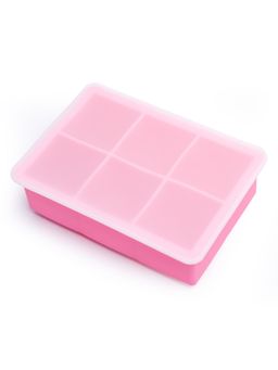 NATURALLY YOURS - Silicone 6-Cavity Square Ice Tray 166 X 115 X 49 Mm Clear Lid Pink Bottom
