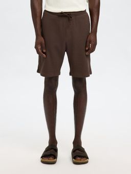 SELECTED HOMME - Men Brown Waffle Textured Shorts