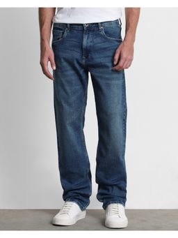 Mufti - Faded Indigo Blue Textured Men Jeans