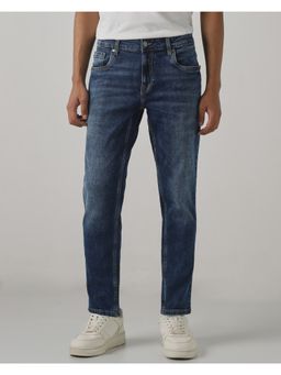 Mufti - Dark Indigo Blue Solid Men Jeans