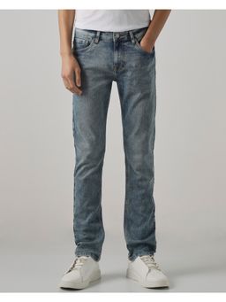 Mufti - Medium Indigo Blue Solid Men Jeans
