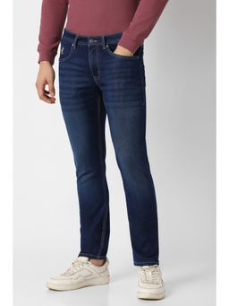Peter England - Men Navy Blue Light Wash Jeans