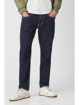 Peter England - Men Navy Blue Mid Wash Jeans