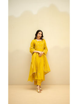 AM by Anita Mittal - Chandini Yellow Kurta with Pant and Dupatta