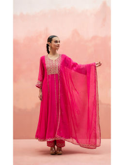AM by Anita Mittal - Najma Pink Anarkali with Pant and Dupatta