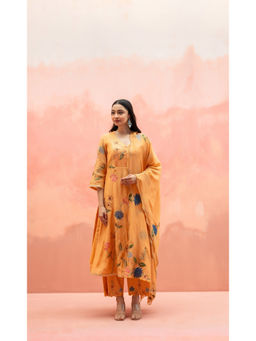 AM by Anita Mittal - Falak Orange Anarkali with Pant and Dupatta