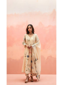 AM by Anita Mittal - Falak Beige Anarkali with Pant and Dupatta