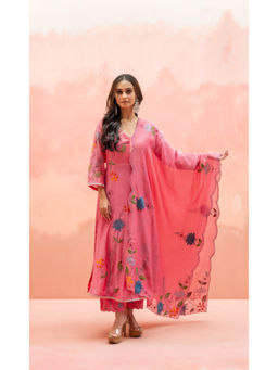 AM by Anita Mittal - Falak Coral Anarkali with Pant and Dupatta