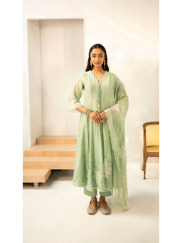 AM by Anita Mittal - Zara Green Anarkali with Pant and Dupatta