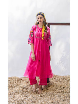 AM by Anita Mittal - Zuri Pink Kurta with Pant and Jacket