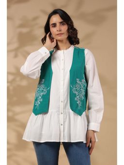 STIL-O-STITCH - Women Green Colour Western Wear Sleeveless Shrug