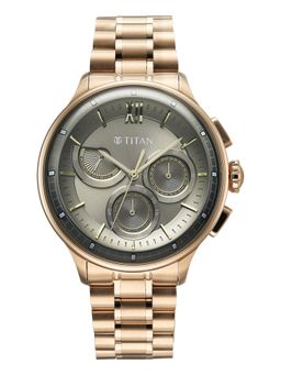 Titan - Men Classique Half Cut Chronograph Grey Dial Analog Watch - 90218WM01 (M)