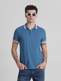 Jack & Jones - Blue Slim Fit Stretch Polo Tshirt